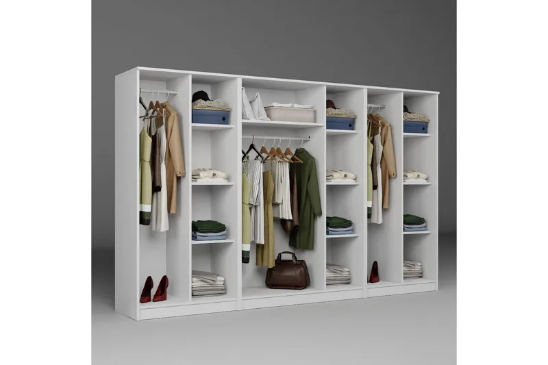 Olera Garderob 280x180 cm - Vit - Förvaring - Klädförvaring - Garderob & garderobssystem - Klädskåp & fristående garderob