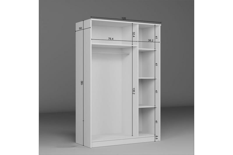 Olera Garderobsskåp 120x180 cm - Vit - Förvaring - Klädförvaring - Garderob & garderobssystem - Klädskåp & fristående garderob