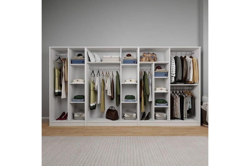 Olera Hörngarderob 340x180 cm - Vit - Förvaring - Klädförvaring - Garderob & garderobssystem - Klädskåp & fristående garderob