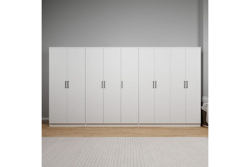 Olera Hörngarderob 340x180 cm - Vit - Förvaring - Klädförvaring - Garderob & garderobssystem - Klädskåp & fristående garderob