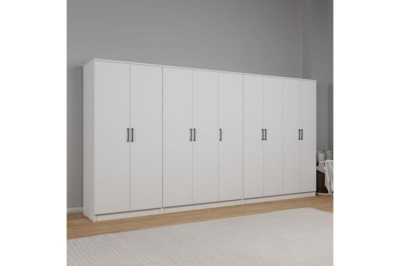 Olera Hörngarderob 340x180 cm - Vit - Förvaring - Klädförvaring - Garderob & garderobssystem - Klädskåp & fristående garderob