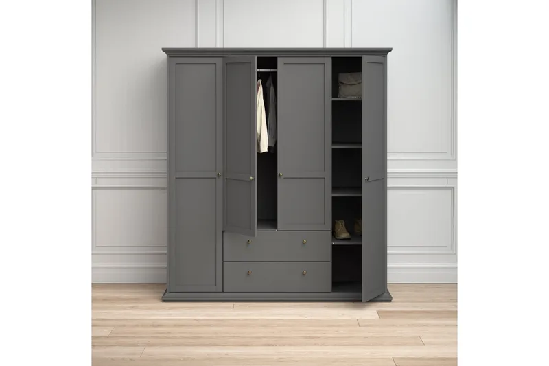 Paris Garderobskåp 201 cm - Grå - Förvaring - Klädförvaring - Garderob & garderobssystem - Klädskåp & fristående garderob