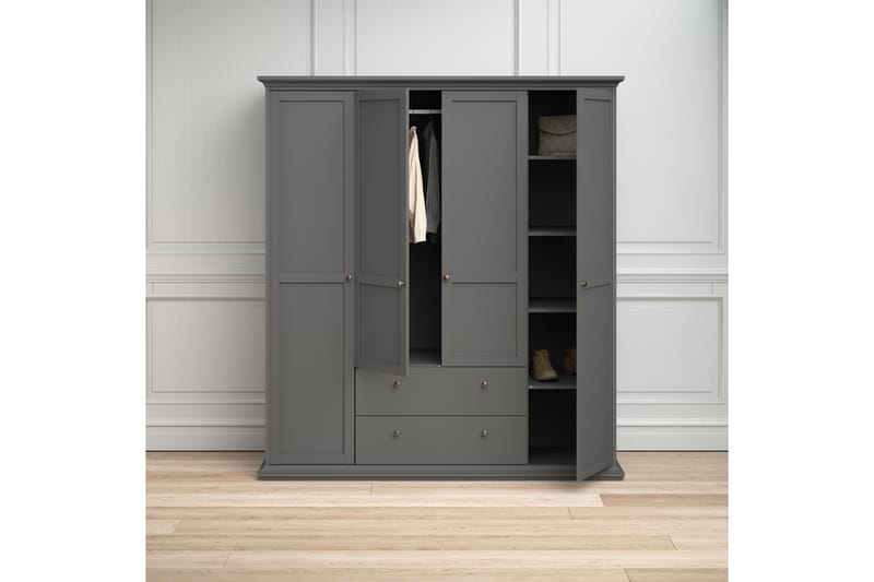 Paris Garderobskåp 201 cm - Grå - Förvaring - Klädförvaring - Garderob & garderobssystem - Klädskåp & fristående garderob