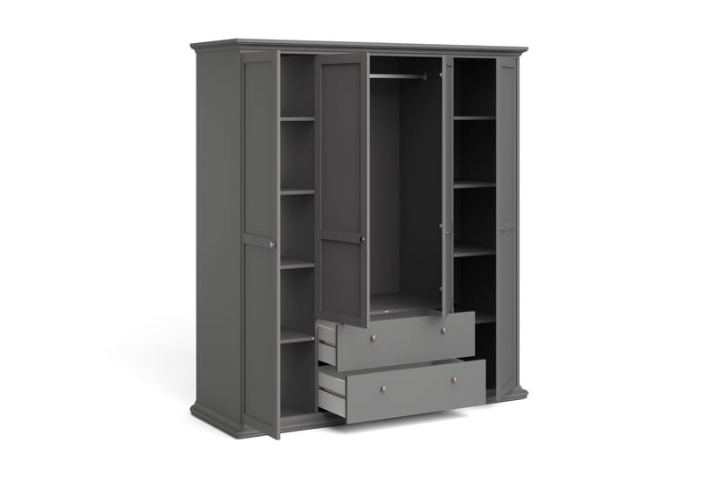 Paris Garderobskåp 201 cm - Grå - Förvaring - Klädförvaring - Garderob & garderobssystem - Klädskåp & fristående garderob