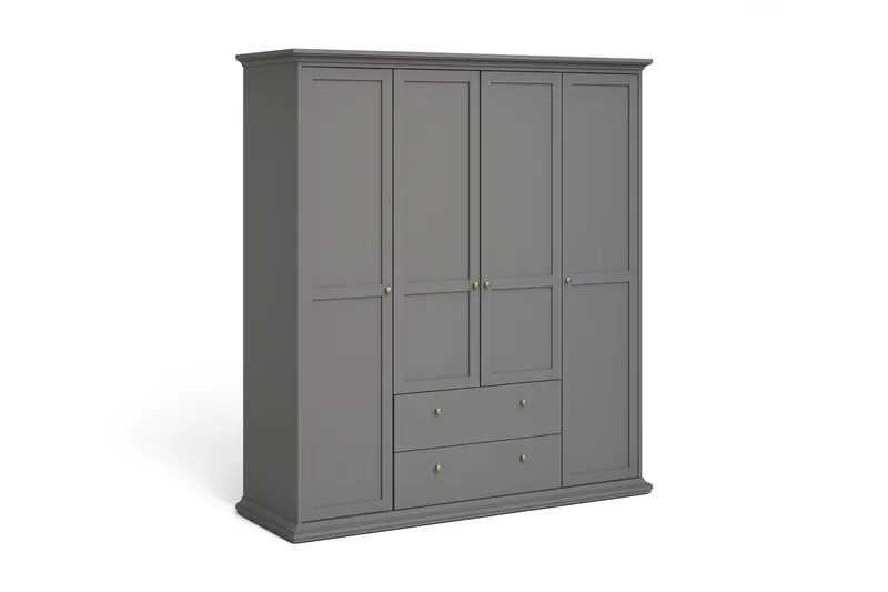 Paris Garderobskåp 201 cm - Grå - Förvaring - Klädförvaring - Garderob & garderobssystem - Klädskåp & fristående garderob