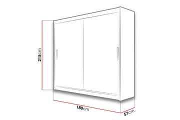 Prag Garderob 180x57x215 cm - Beige - Förvaring - Klädförvaring - Garderob & garderobssystem - Klädskåp & fristående garderob