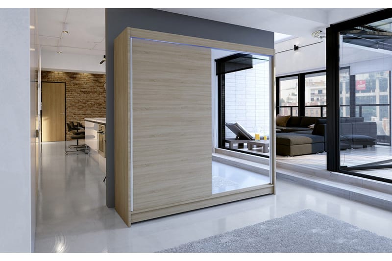 Talin Garderob 180x58x215 cm - Beige|Grå|Vit - Förvaring - Klädförvaring - Garderob & garderobssystem - Klädskåp & fristående garderob