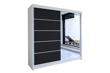 Talin Garderob 58x180 cm LED-belysning - Vit/Svart - Förvaring - Klädförvaring - Garderob & garderobssystem - Klädskåp & fristående garderob