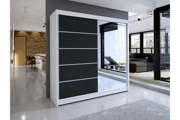 Talin Garderob 58x180 cm LED-belysning - Vit/Svart - Förvaring - Klädförvaring - Garderob & garderobssystem - Klädskåp & fristående garderob
