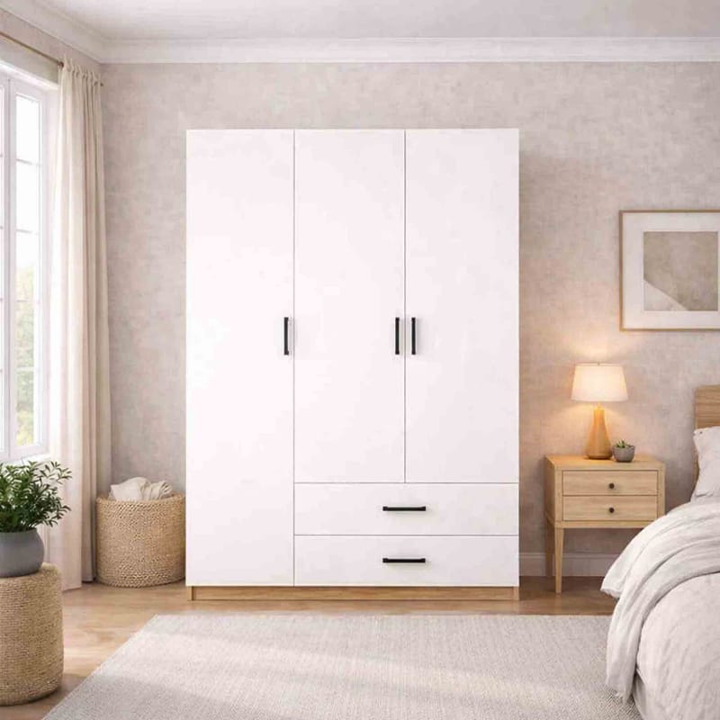 Yaman Garderob 120x181x45 cm - Valnöt och vit - Förvaring - Klädförvaring - Garderob & garderobssystem - Klädskåp & fristående garderob
