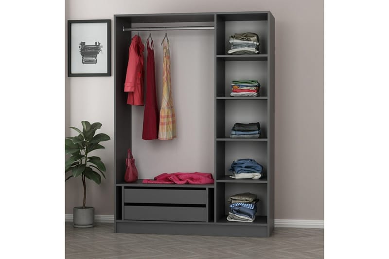 Fruitland Garderob 135 cm - Antracit - Förvaring - Klädförvaring - Garderob & garderobssystem