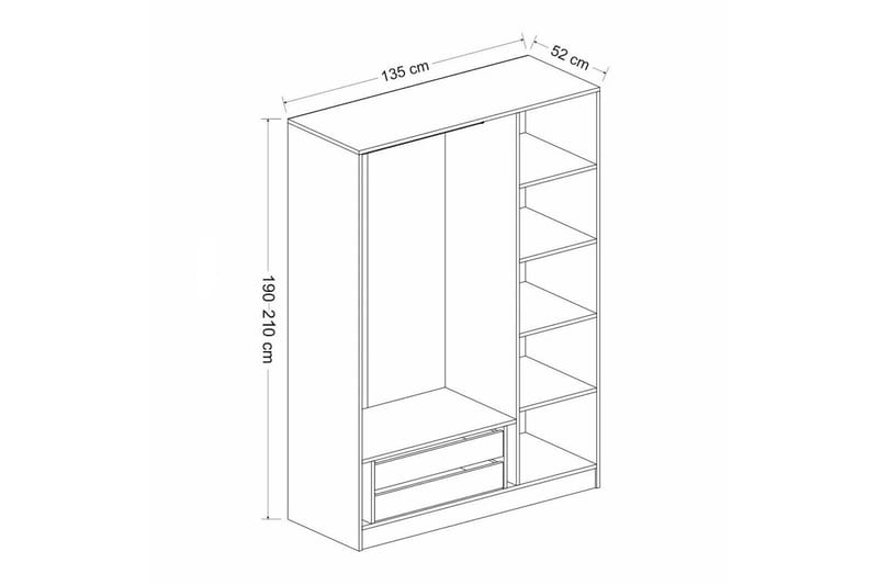 Fruitland Garderob 135 cm - Antracit - Förvaring - Klädförvaring - Garderob & garderobssystem
