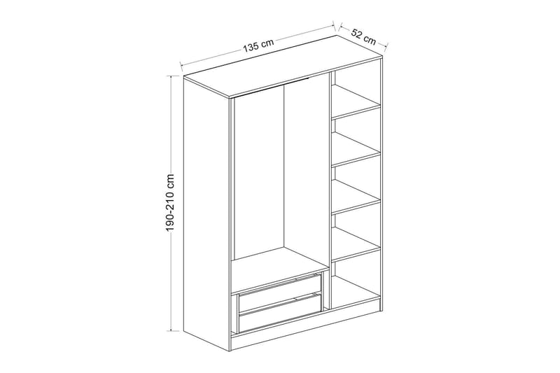 Fruitland Garderob 135 cm - Ek - Förvaring - Klädförvaring - Garderob & garderobssystem