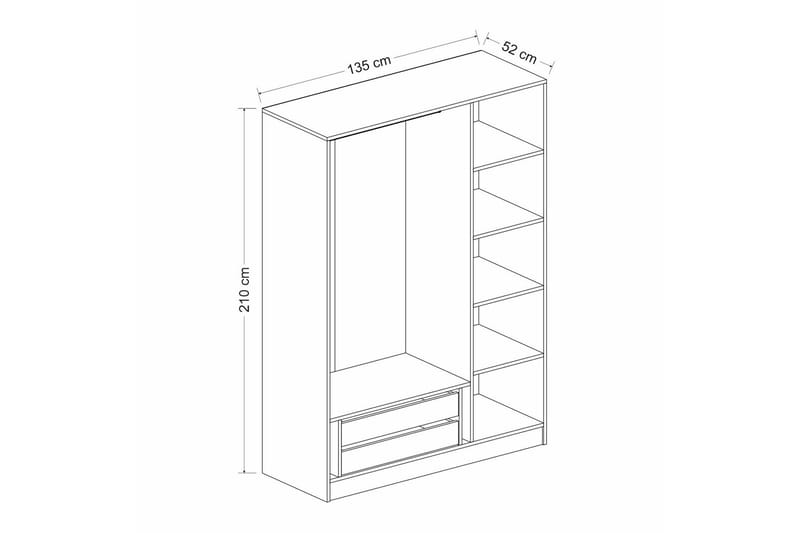 Fruitland Garderob 135 cm - Ek - Förvaring - Klädförvaring - Garderob & garderobssystem