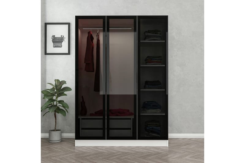 Fruitland Garderob 135 cm - Svart/Vit - Förvaring - Klädförvaring - Garderob & garderobssystem