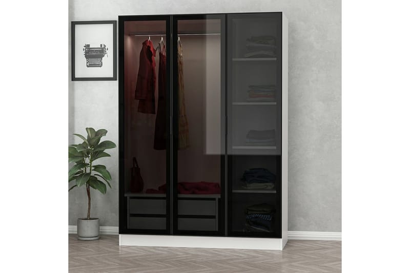 Fruitland Garderob 135 cm - Svart/Vit - Förvaring - Klädförvaring - Garderob & garderobssystem