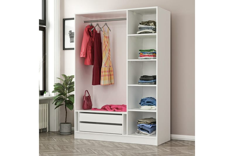 Fruitland Garderob 135 cm - Vit - Förvaring - Klädförvaring - Garderob & garderobssystem