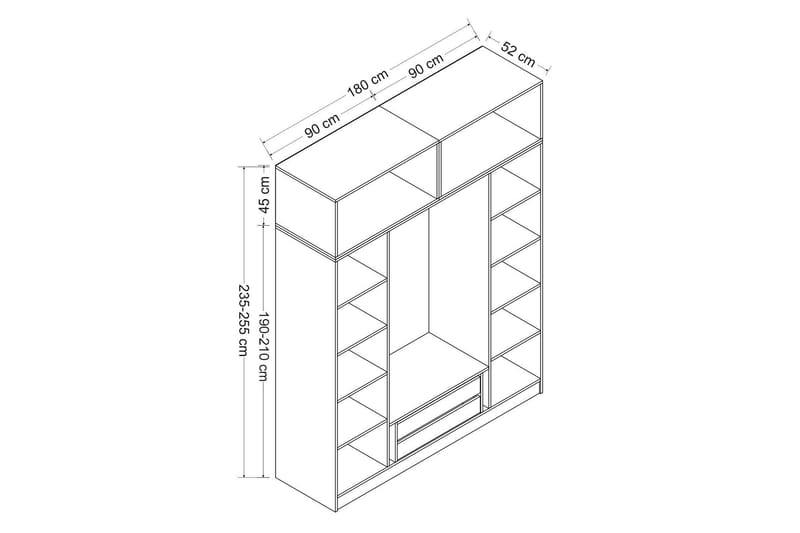 Fruitland Garderob 180 cm - Antracit - Förvaring - Klädförvaring - Garderob & garderobssystem