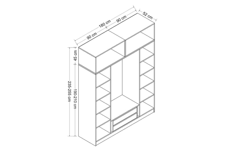 Fruitland Garderob 180 cm - Brun - Förvaring - Klädförvaring - Garderob & garderobssystem