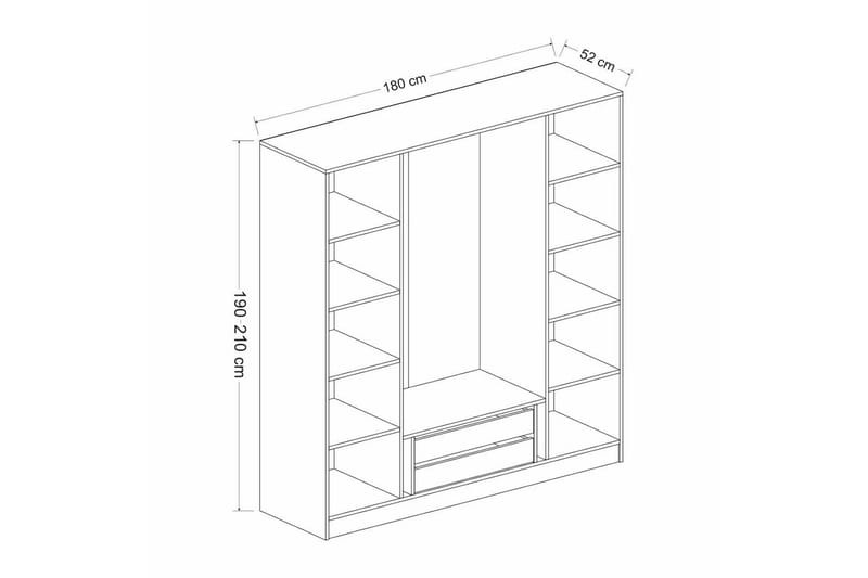 Fruitland Garderob 180 cm - Brun/Vit - Förvaring - Klädförvaring - Garderob & garderobssystem
