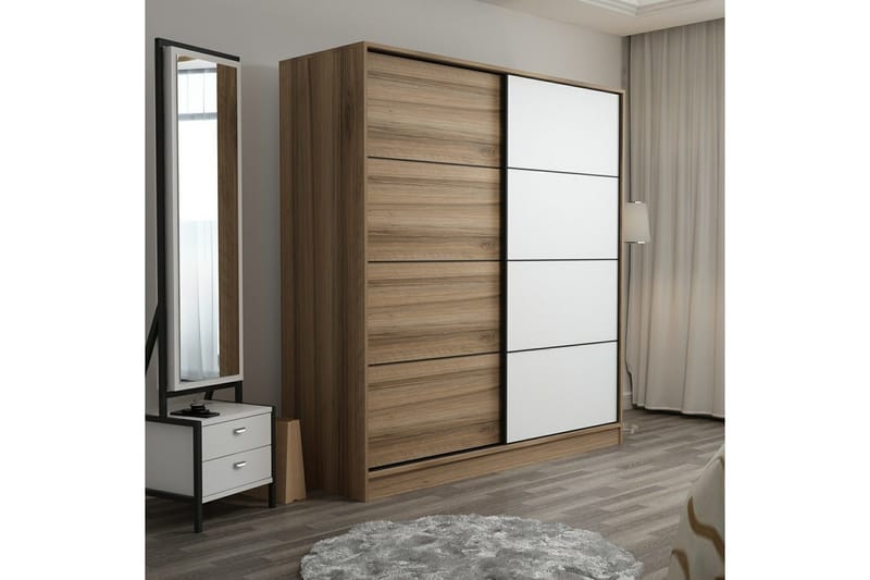 Fruitland Garderob 180 cm - Brun/Vit/Ek - Förvaring - Klädförvaring - Garderob & garderobssystem