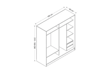 Fruitland Garderob 180 cm - Ek/Grå/Vit - Förvaring - Klädförvaring - Garderob & garderobssystem