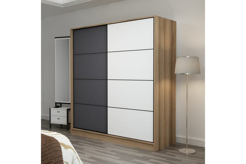 Fruitland Garderob 180 cm - Ek/Grå/Vit - Förvaring - Klädförvaring - Garderob & garderobssystem
