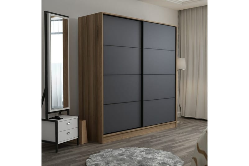 Fruitland Garderob 180 cm - Grå/Ek - Förvaring - Klädförvaring - Garderob & garderobssystem