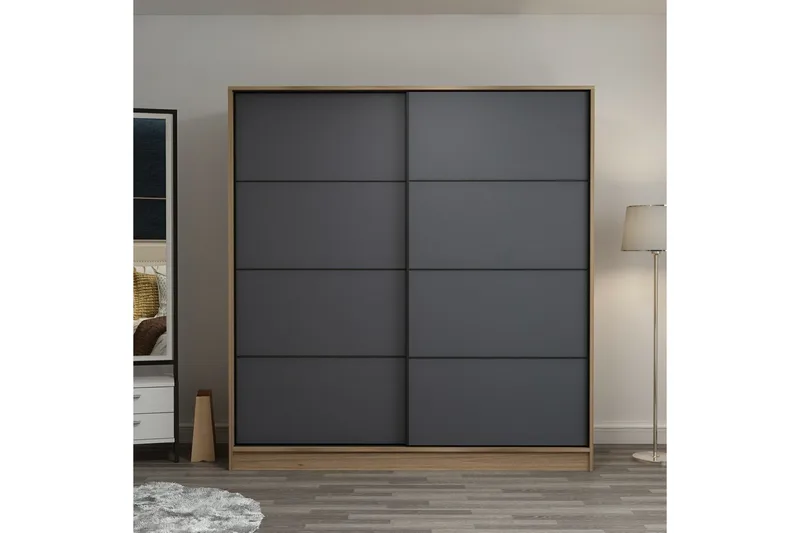 Fruitland Garderob 180 cm - Grå/Ek - Förvaring - Klädförvaring - Garderob & garderobssystem