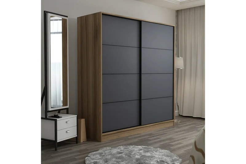 Fruitland Garderob 180 cm - Grå/Ek - Förvaring - Klädförvaring - Garderob & garderobssystem