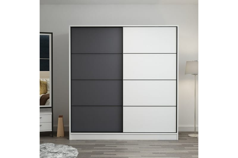 Fruitland Garderob 180 cm - Grå/Vit - Förvaring - Klädförvaring - Garderob & garderobssystem