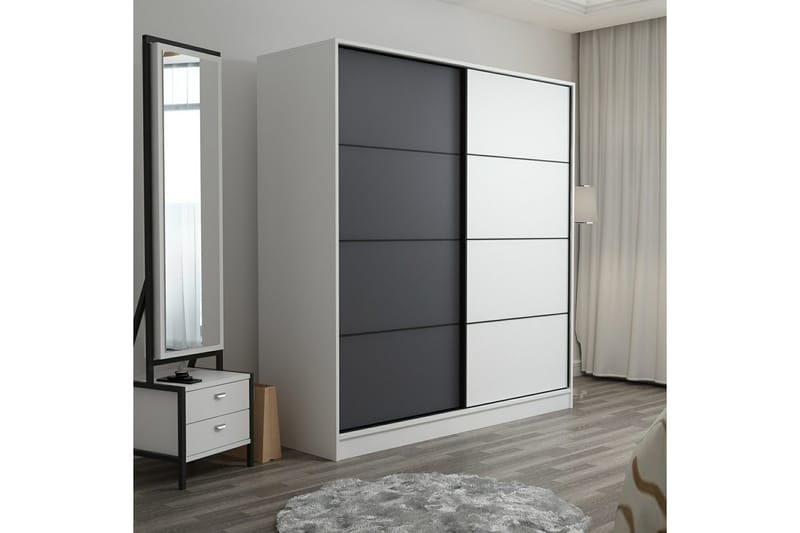 Fruitland Garderob 180 cm - Grå/Vit - Förvaring - Klädförvaring - Garderob & garderobssystem