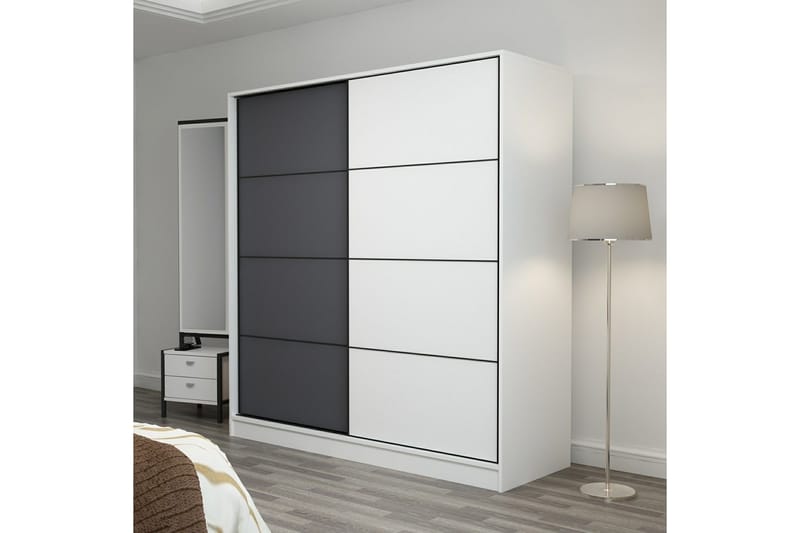 Fruitland Garderob 180 cm - Grå/Vit - Förvaring - Klädförvaring - Garderob & garderobssystem