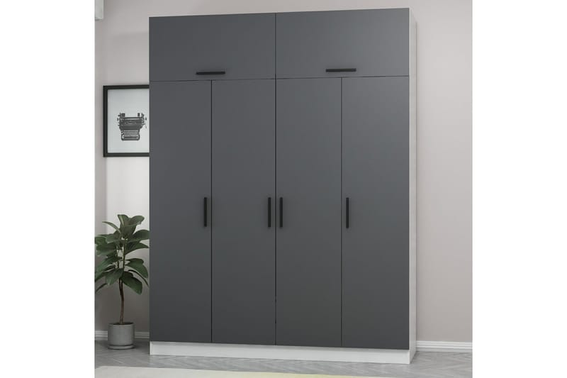 Fruitland Garderob 180 cm - Grå/Vit - Förvaring - Klädförvaring - Garderob & garderobssystem