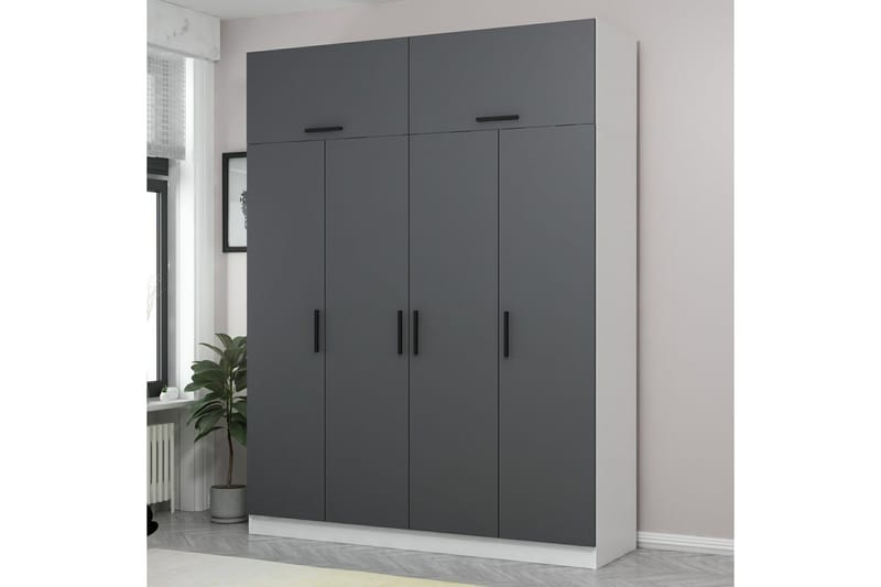 Fruitland Garderob 180 cm - Grå/Vit - Förvaring - Klädförvaring - Garderob & garderobssystem