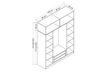 Fruitland Garderob 180 cm i Mörkt Trä - Brun - Förvaring - Klädförvaring - Garderob & garderobssystem