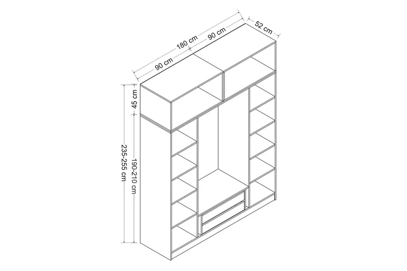 Fruitland Garderob 180 cm i Mörkt Trä - Brun - Förvaring - Klädförvaring - Garderob & garderobssystem