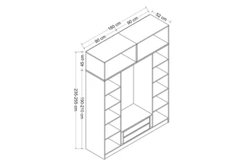Fruitland Garderob 180 cm i Mörkt Trä - Brun - Förvaring - Klädförvaring - Garderob & garderobssystem