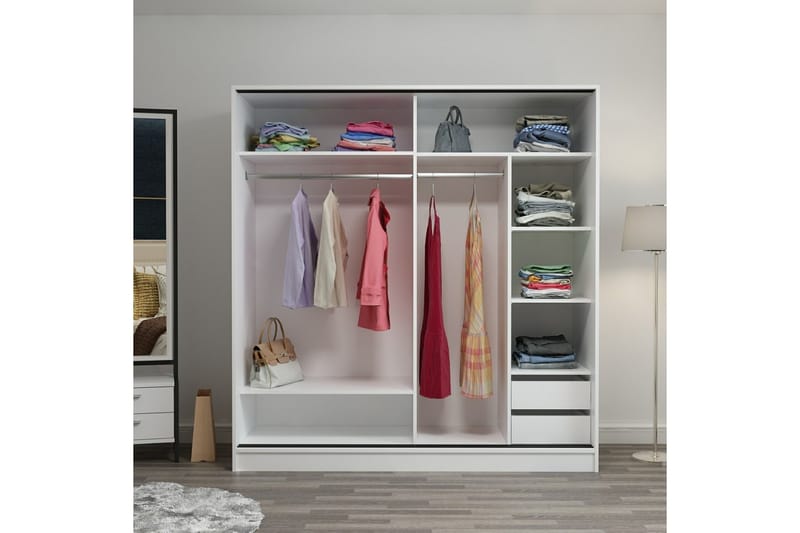 Fruitland Garderob 180 cm - Vit - Garderob & garderobssystem - Klädskåp & fristående garderob
