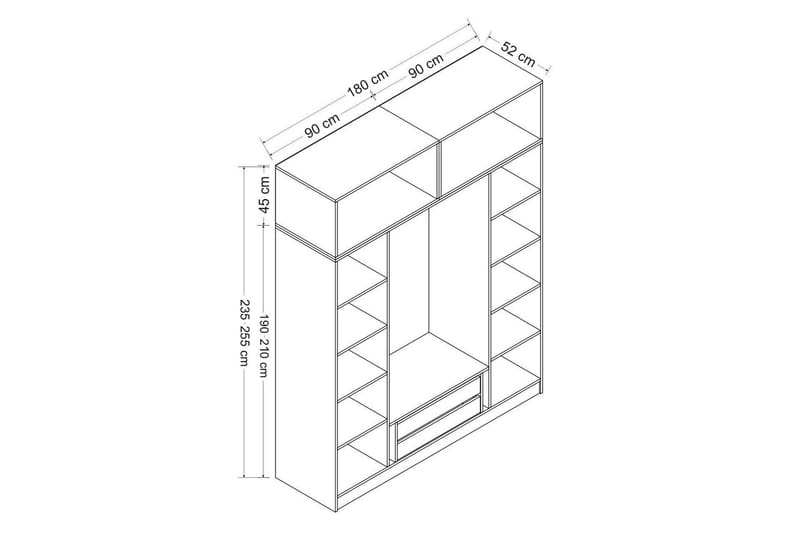 Fruitland Garderob 180 cm - Vit - Förvaring - Klädförvaring - Garderob & garderobssystem