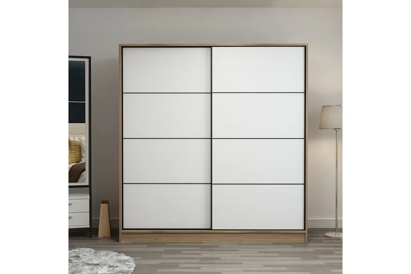 Fruitland Garderob 180 cm - Vit/ek - Förvaring - Klädförvaring - Garderob & garderobssystem