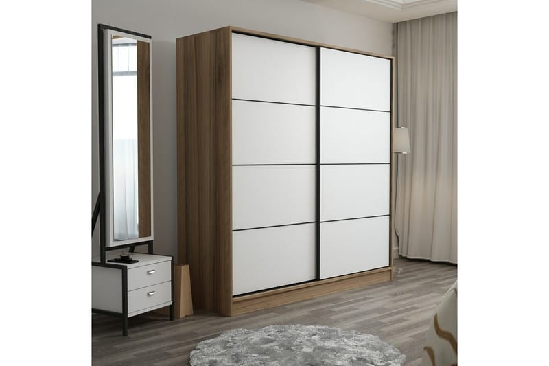 Fruitland Garderob 180 cm - Vit/ek - Förvaring - Klädförvaring - Garderob & garderobssystem