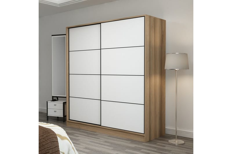 Fruitland Garderob 180 cm - Vit/ek - Förvaring - Klädförvaring - Garderob & garderobssystem