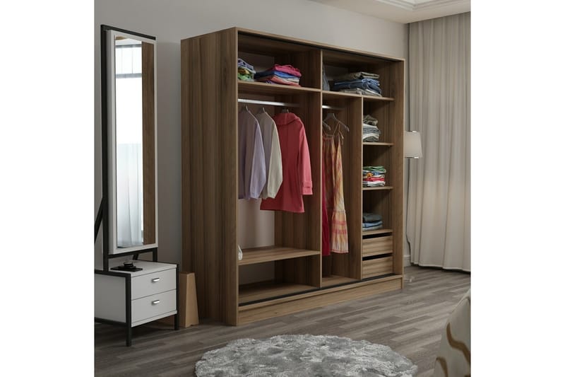 Fruitland Garderob 220 cm - Ek - Garderob & garderobssystem - Klädskåp & fristående garderob