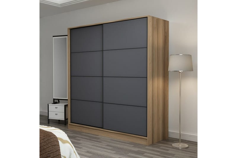 Fruitland Garderob 220 cm - Grå/Ek - Förvaring - Klädförvaring - Garderob & garderobssystem