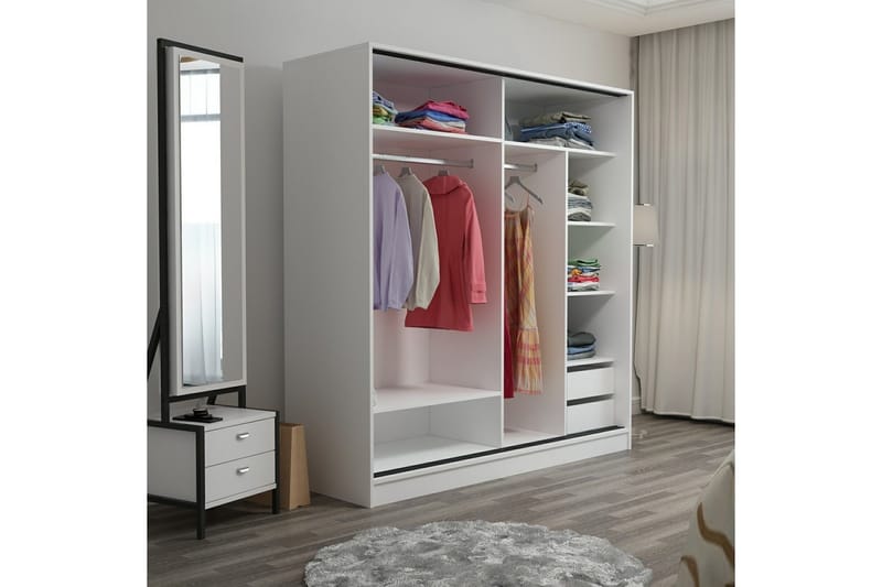 Fruitland Garderob 220 cm - Svart/Brun - Garderob & garderobssystem - Klädskåp & fristående garderob