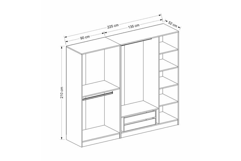 Fruitland Garderob 225 cm - Brun - Förvaring - Klädförvaring - Garderob & garderobssystem