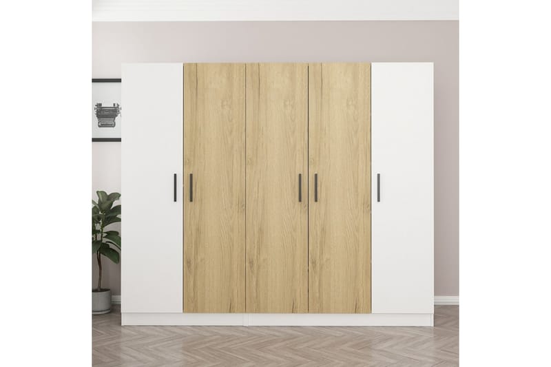 Fruitland Garderob 225 cm - Brun/Vit - Förvaring - Klädförvaring - Garderob & garderobssystem