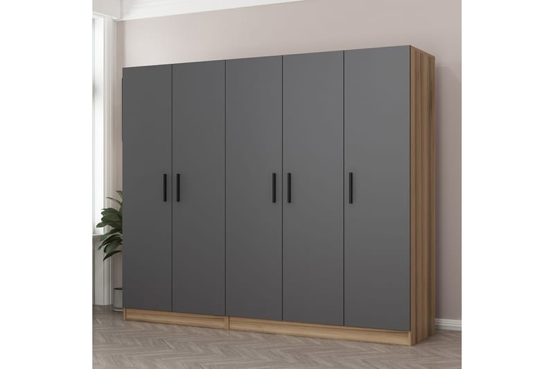 Fruitland Garderob 225 cm - Grå/Brun - Förvaring - Klädförvaring - Garderob & garderobssystem