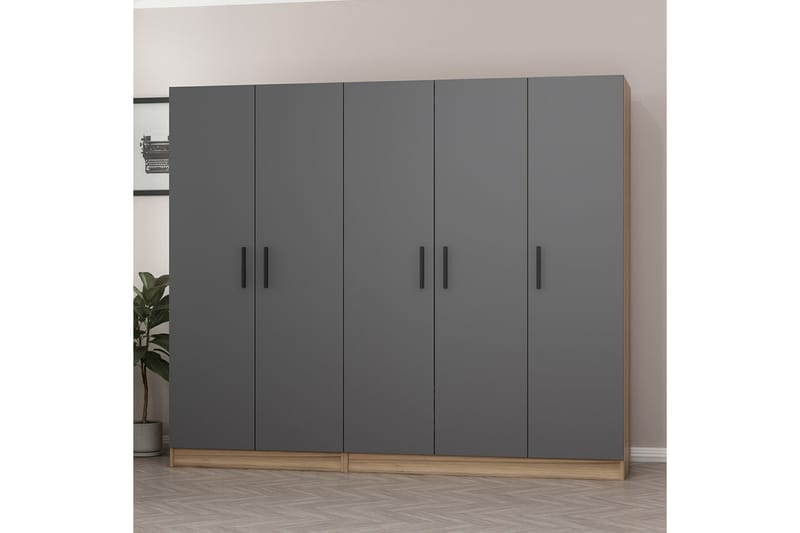 Fruitland Garderob 225 cm - Grå/Brun - Förvaring - Klädförvaring - Garderob & garderobssystem